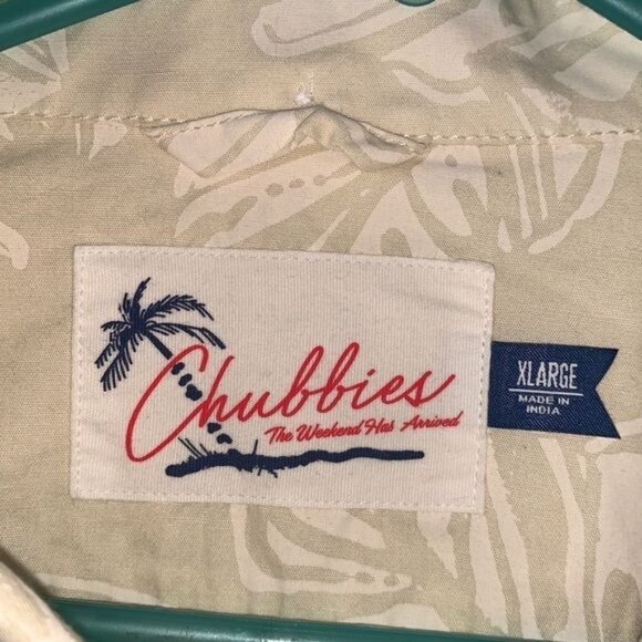 Chubbies Mens XL Beige Leaf Print Button-Down Shirt - Picture 2 of 9